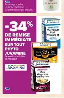 parachage possible. la remise s'applique sur le moins cher des produits  -34%  de remise immédiate sur tout phyto juvamine  selon disponibilités en magasin  juvamine  0  weld creme  juvamine  n  magné