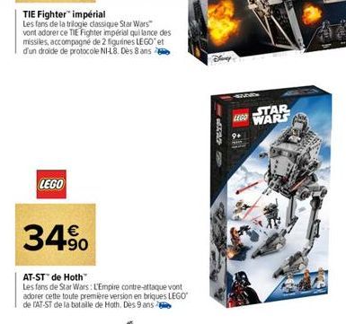 TIE Fighter™ impérial  Les fans de la trilogie classique Star Wars" vont adorer ce TIE Fighter impérial qui lance des missiles, accompagné de 2 figurines LEGO" et d'un droide de protocole NI-L8. Dès 8
