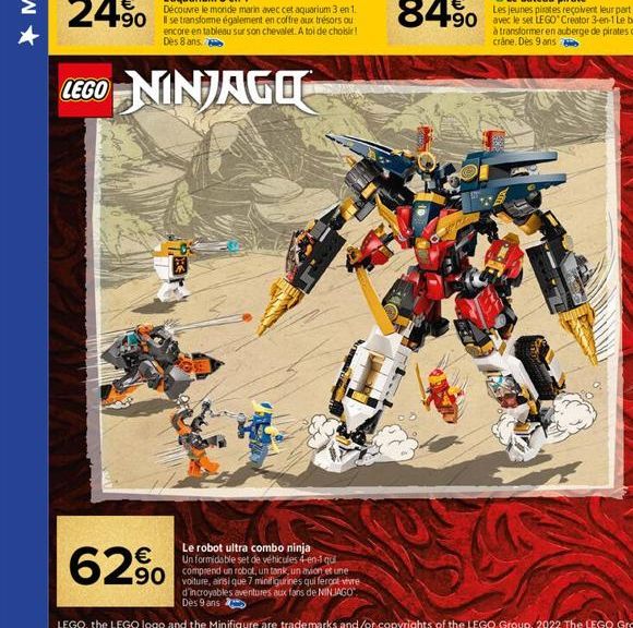 LEGO NINJAGO  62%  Le robot ultra combo ninja Un formidable set de véhicules 4-en-1 qui 