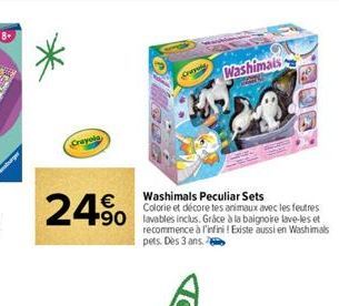 Crayola  24.⁹0  Washimals Peculiar Sets Colorie et décore tes animaux avec les feutres  +90 lavables inclus. Grâce à la baignoire lave-les et recommence à l'infini! Existe aussi en Washimals pets. Dès