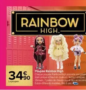 left  fiere  1111  rainbow  high.  34% 490  la poupée  poupée rainbox high chaque poupée rainbow high possède son propre 2tenues, 2 paires de chaussures et des accessoires. existe différents modèles. 