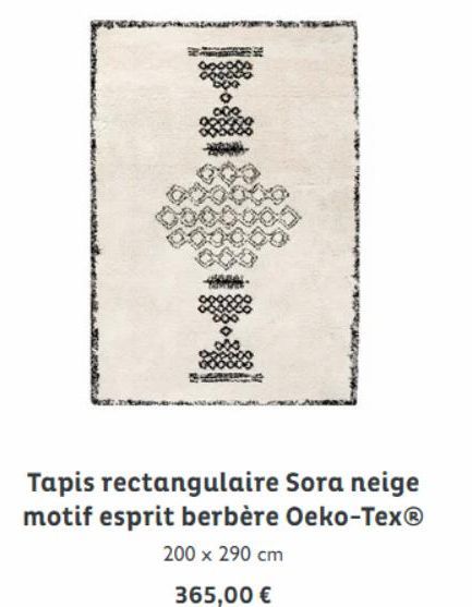 Tapis rectangulaire Sora neige motif esprit berbère Oeko-Tex®  200 x 290 cm  365,00 € 