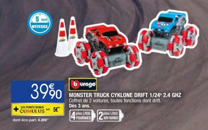 monster truck cyklone drift 1/24 2.4 ghz