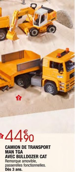 camion de transport man tga avec bulldozer cat