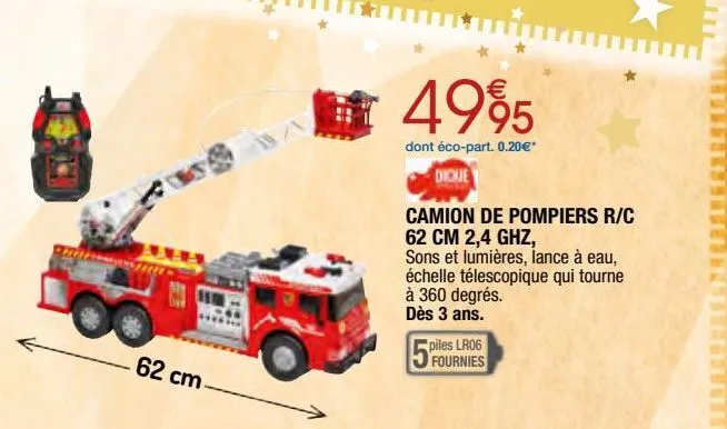 camion de pompiers r/c 62 cm 2.4 ghz