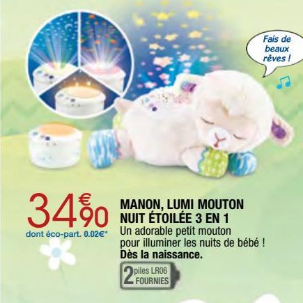 Manon, lumi mouton nuit étoilée 3 en 1