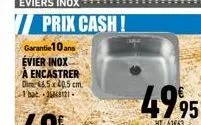 éviers inox  /prix cash!  garantie 10 ans évier inox à encastrer dim 46.5 x 40,5 cm. bat 2684121- 