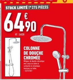 COLONNE DE DOUCHE CHROMEE  Mitigeur de douche mécanique avec corps en laitt cartouche en céramique Inverseur en lat -26314768-