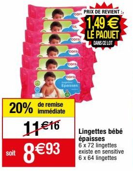 lingettes bébés Cora