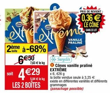 cônes à la vanille extrême