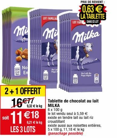 chocolat au lait Milka