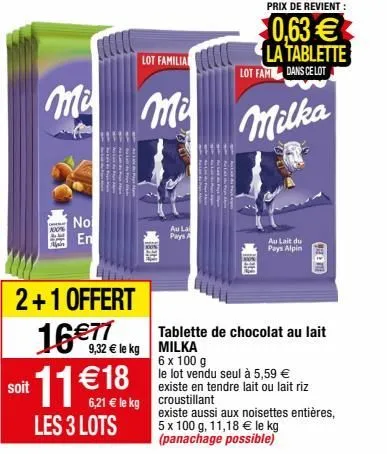 chocolat au lait milka