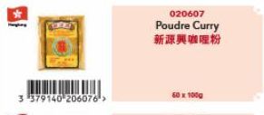 3 379140 206076¹>  020607  Poudre Curry  新源興咖喱粉  60 x 100g 