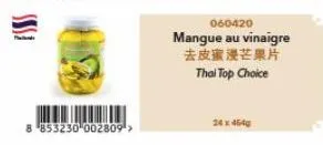 --------  8 853230 002809 >  060420  mangue au vinaigre  去皮蜜浸芒果片  thai top choice  24x464g 