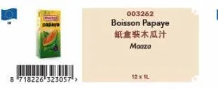 8 718226 323057¹>  003262  boisson papaye  紙盒裝木瓜汁 monza  想文化 