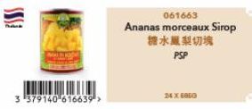 3 379140 616639->  061663  Ananas morceaux Sirop 糖水鳳梨切塊  PSP  24X6863 