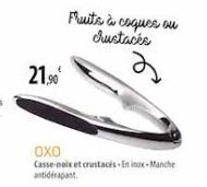 21,90€  Fruits à coques ou crustacés  охо  Casse-noix et crustacés-in inox-Manche antidérapant 