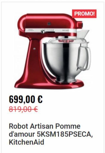 PROMO!  T  699,00 € 819,00 €  Robot Artisan Pomme d'amour 5KSM185PSECA,  KitchenAid  