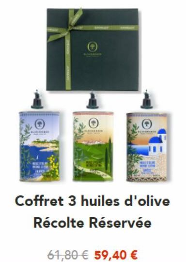 ©  BELTER  WAT JOU  Coffret 3 huiles d'olive  Récolte Réservée  61,80 € 59,40 €  