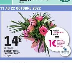 14€  le bouquet bouquet bulle "octobre rose" 17 tiges  1€  produit octobre rose  achete  rev contr  berg 
