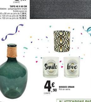 IM  Smilo  4€  L'UNITÉ  Love  BOUGIES URBAN  90 Pot en verre 