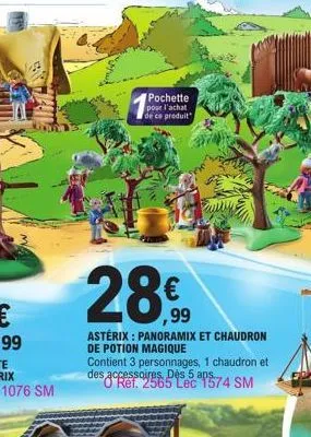 pochette pour l'achat de ce produit  28€  astérix: panoramix et chaudron de potion magique contient 3 personnages, 1 chaudron et des accessoires dès 5 ans ref. 2565 lec 1574 sm 