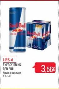 RelBull  LES 4 ENERGY DRINK RED BULL Regular ou sans sucres 4125d  RedBull  250ml  3,56€ 