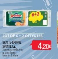 LOT DE 6+2 OFFERTES GRATTE-ÉPONGE SPONTEXA Stop graisse, stop bactéries Du secret d'antan  Lot de 6+2 offertes  Spontex 6+2  4,20€ 