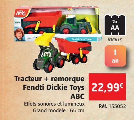 Tracteur + remorque Fendti Dickie Toys ABC