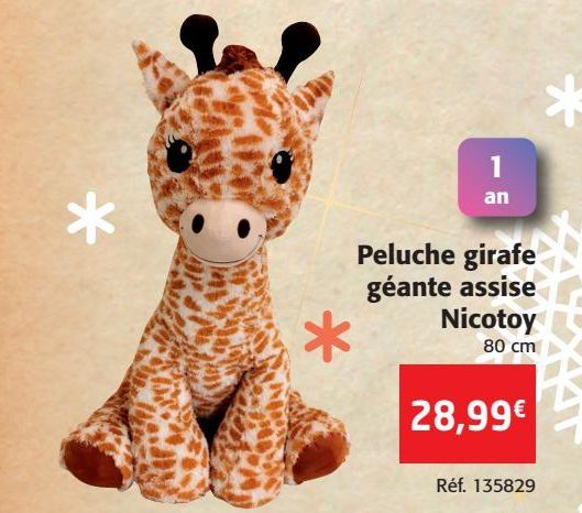Peluche Girafe géante assise Nicotoy