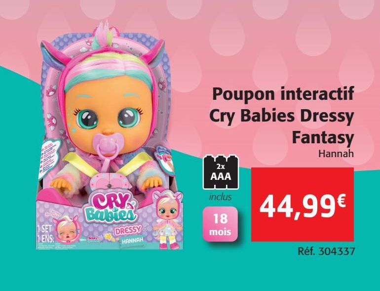 Poupon interactif Cry babies Dressy Fantasy