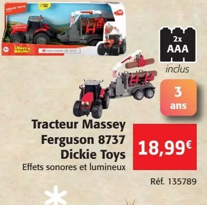 tracteur massey ferguson dickie toys 8737