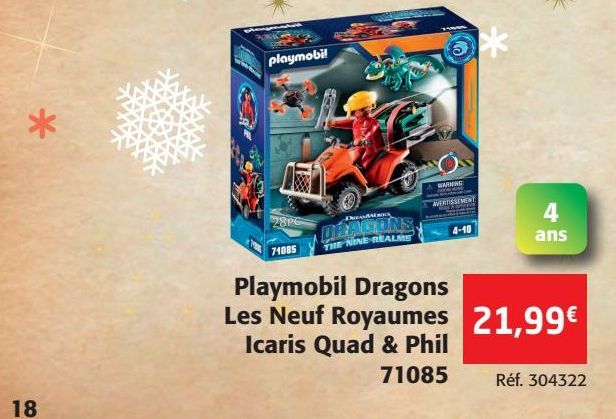 Playmobil Dragons Les Neuf Royaumes Icaris Quad et Phil 71085