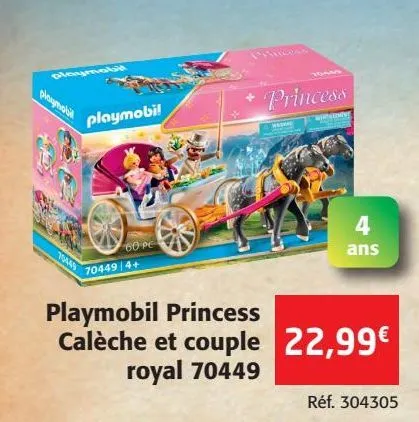 playmobil princess calèche et couple royal 70449
