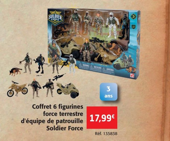Coffret 6 figurines force terrestre d'équipe de patrouille Soldier Force