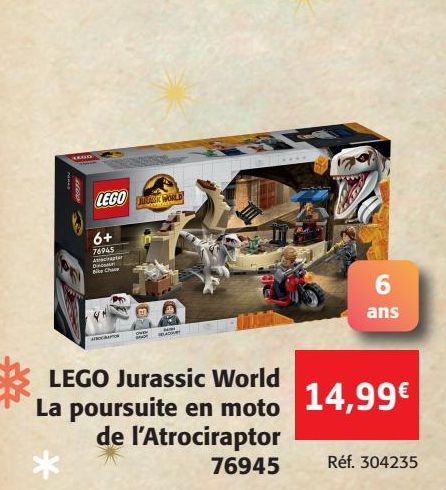 LEGO Jurassic World La poursuite en moto de l'Atrociraptor 76945
