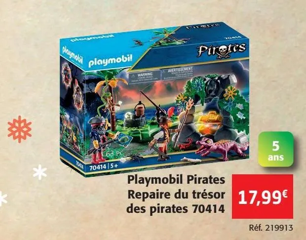 playmobil pirates repaire du trésor des pirates 70414