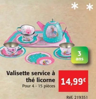 valisette service à thé licorne