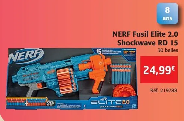 nerf fusil elite 2.0 shockwave rd 15