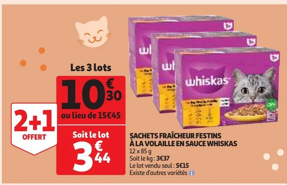 sachets fraîcheur festins à la volaille en sauce whiskas