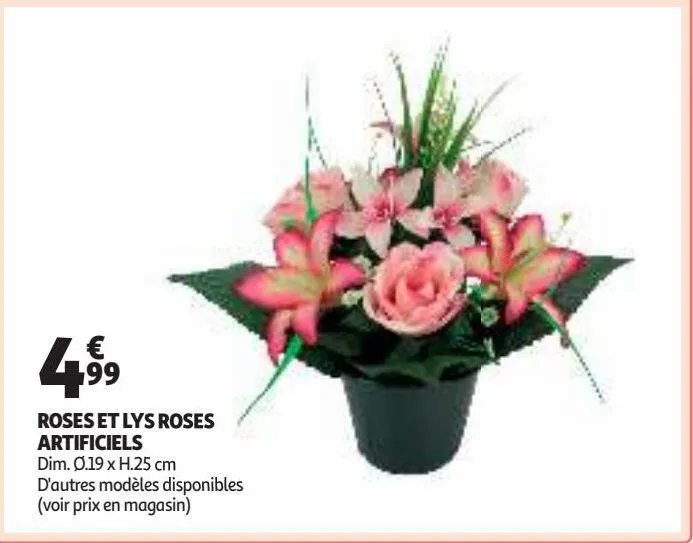 roses et lys roses artificiels