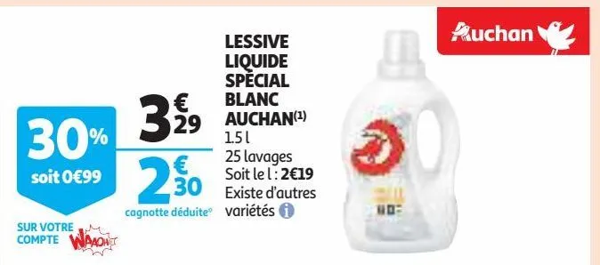 lessive liquide spécial blanc auchan