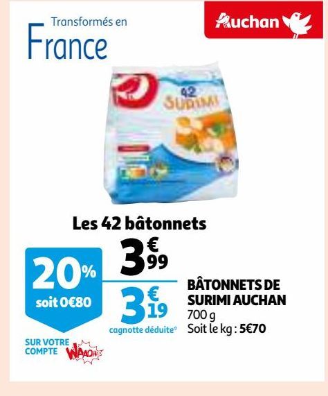 BÂTONNETS DE SURIMI AUCHAN