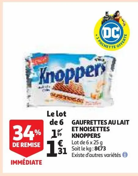 gaufrettes au lait et noisettes knoppers