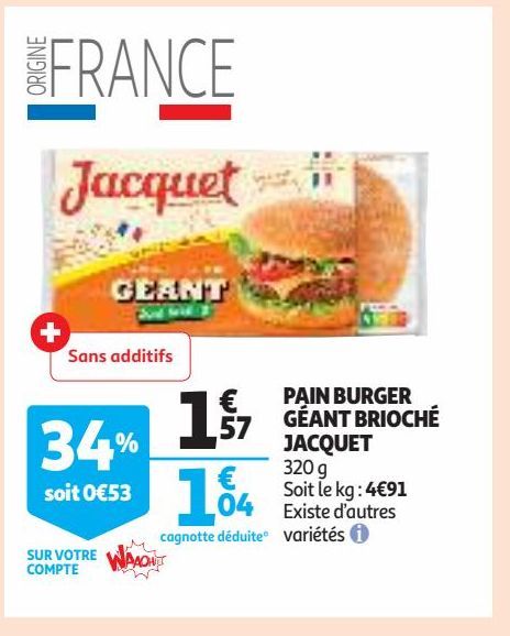 PAIN BURGER GÉANT BRIOCHÉ JACQUET