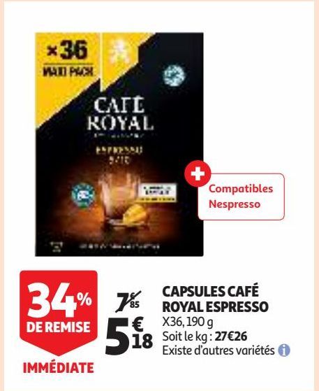 CAPSULES CAFÉ ROYAL ESPRESSO