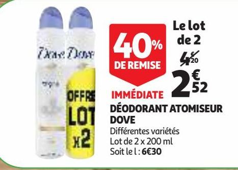 DÉODORANT ATOMISEUR DOVE Le lot de 2