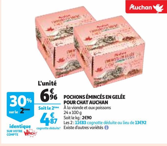 POCHONS ÉMINCÉS EN GELÉE POUR CHAT AUCHAN