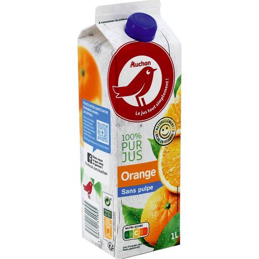 PUR JUS D'ORANGE SANS PULPE AUCHAN