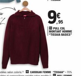 9€  15 PULL COL MONTANT HOMME "TISSAIA BASICS" 